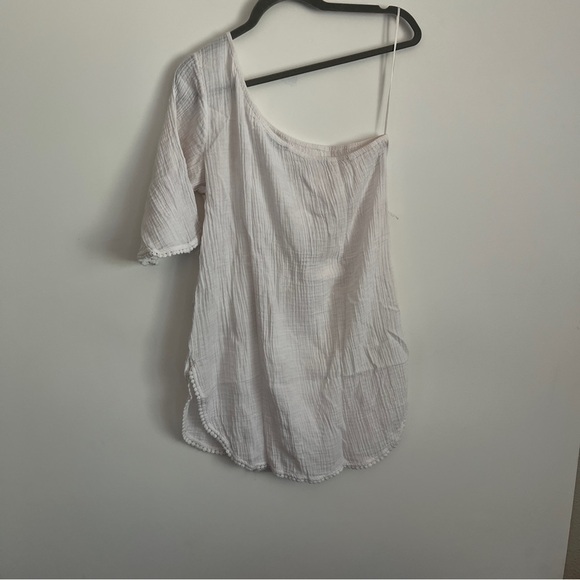 Abercrombie & Fitch White One-Shoulder Mini Beach Cover Up-Size Large - Picture 6 of 8